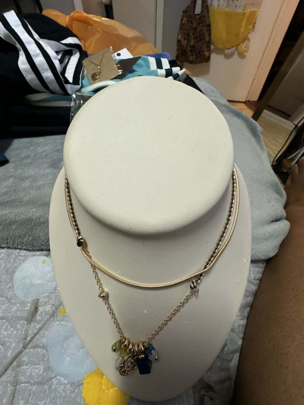 Universal Thread Gold Mixed Charm Multi Row Necklace New